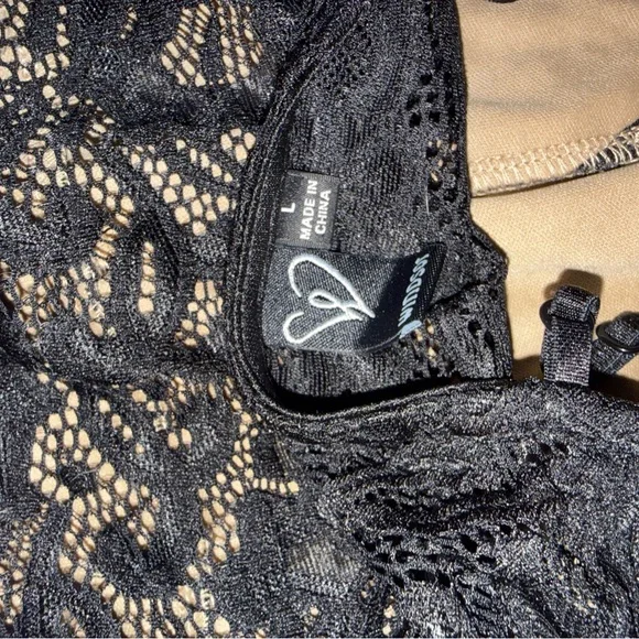Windsor NWOT Black and Tan Lace Bodysuit size Large - Picture 3 of 3